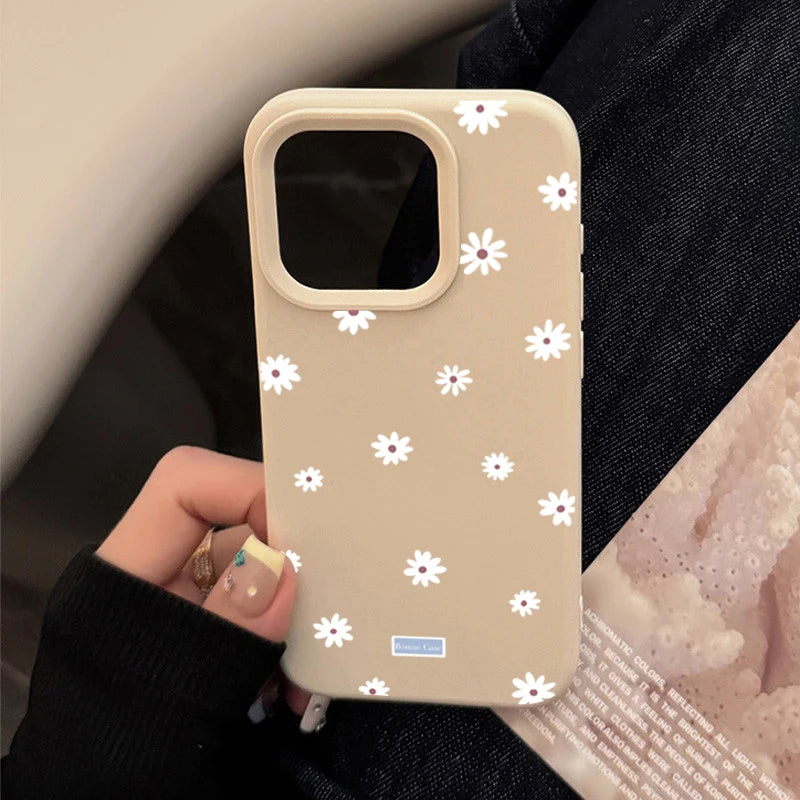 Cute Daisy Flower Shockproof Silicone Case for iPhone 11–17 Pro Max Series