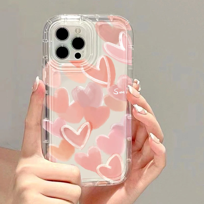 Clear Love Heart Shockproof Silicone Case for iPhone 11–17 Pro Max Series