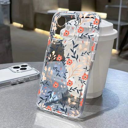Flower Clear Shockproof Phone Case for iPhone 11–16 Pro Max Series