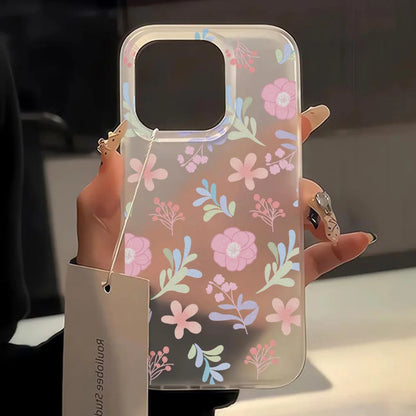 Matte Flower Clear Shockproof Silicone Case for iPhone 11–17 Pro Max Series