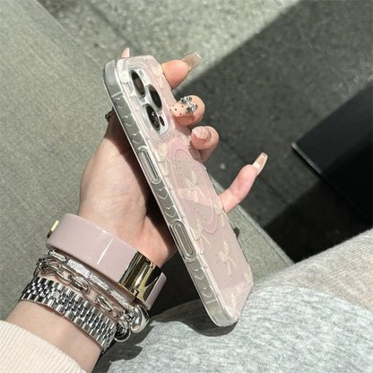 Lovely Pearl Bow Magnetic MagSafe Shockproof Case for iPhone 13–16 Pro Max Series