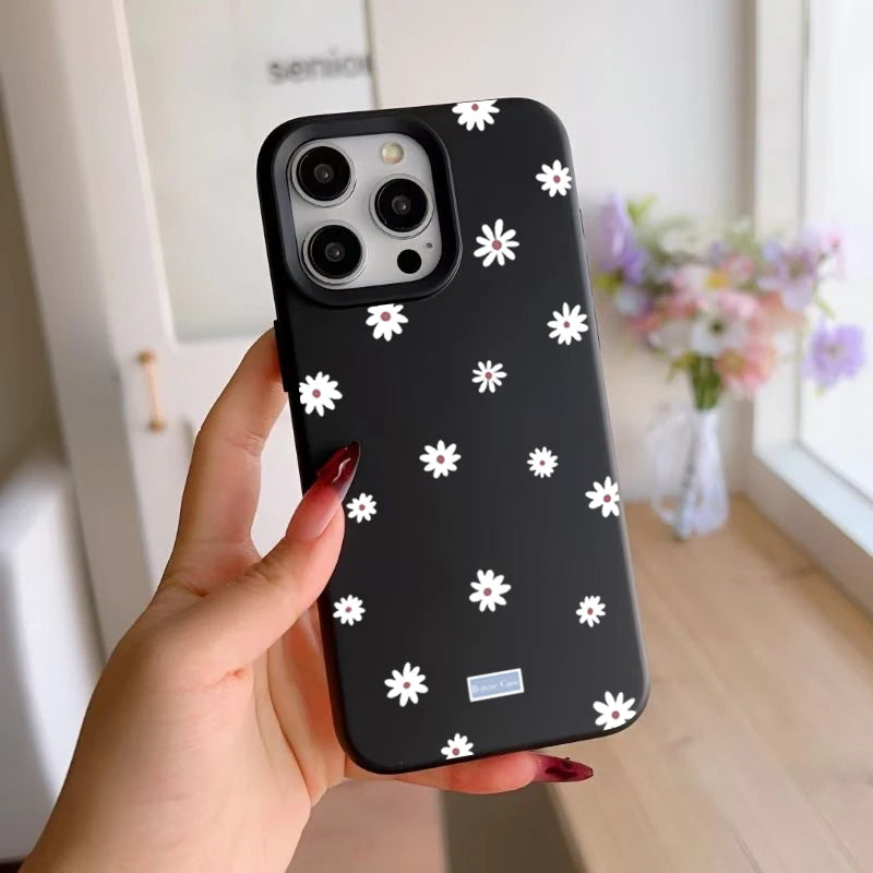 Cute Daisy Flower Shockproof Silicone Case for iPhone 11–17 Pro Max Series