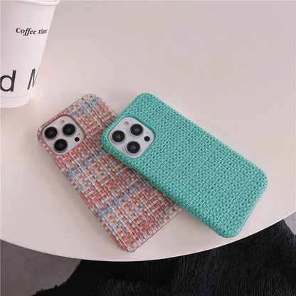 Luxury Braided Cloth Texture Silicone Shockproof Case for iPhone 11–16 Pro Max Plus