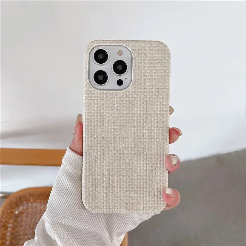 Luxury Braided Cloth Texture Silicone Shockproof Case for iPhone 11–16 Pro Max Plus