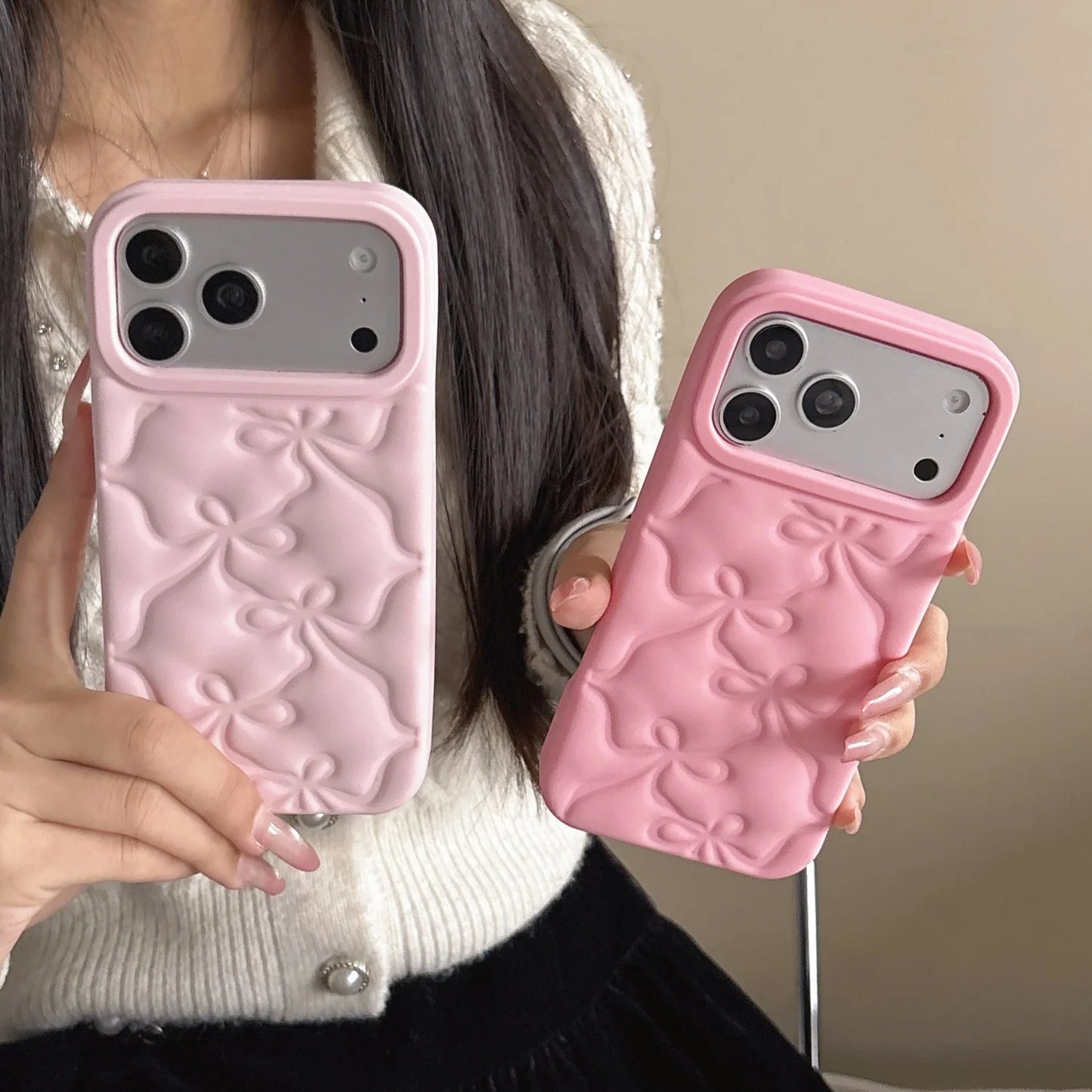 Cute 3D Bow Silicone Shockproof Phone Case for iPhone 13–17 Pro Max Series