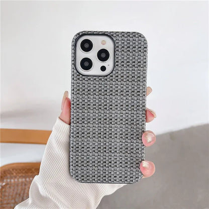 Luxury Braided Cloth Texture Silicone Shockproof Case for iPhone 11–16 Pro Max Plus