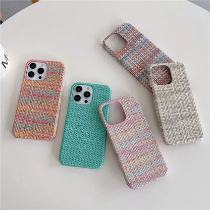 Luxury Braided Cloth Texture Silicone Shockproof Case for iPhone 11–16 Pro Max Plus