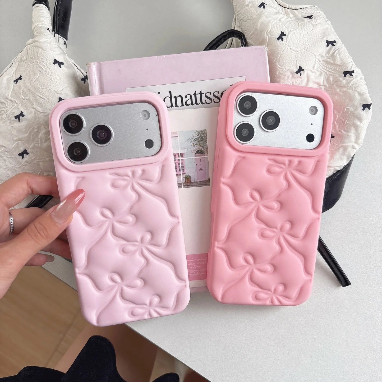 Cute 3D Bow Silicone Shockproof Phone Case for iPhone 13–17 Pro Max Series