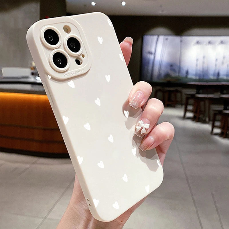 Cute Hearts Print Phone Case for iPhone 11–17 Pro Max Series