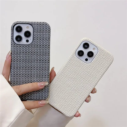 Luxury Braided Cloth Texture Silicone Shockproof Case for iPhone 11–16 Pro Max Plus