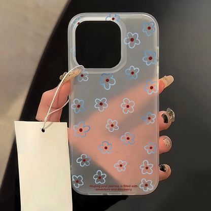 Matte Flower Clear Shockproof Silicone Case for iPhone 11–17 Pro Max Series