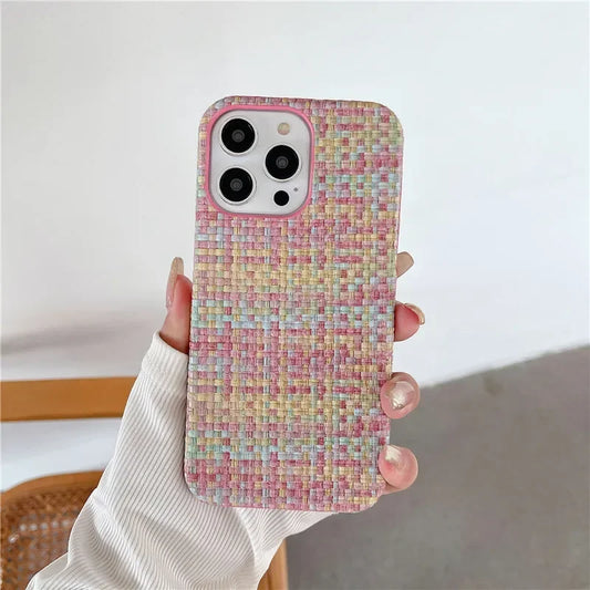 Luxury Braided Cloth Texture Silicone Shockproof Case for iPhone 11–16 Pro Max Plus