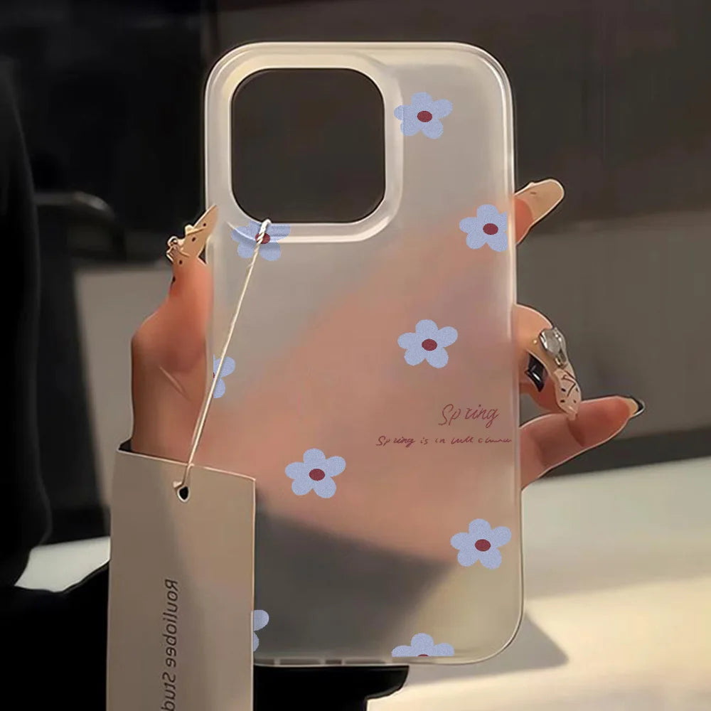 Matte Flower Clear Shockproof Silicone Case for iPhone 11–17 Pro Max Series