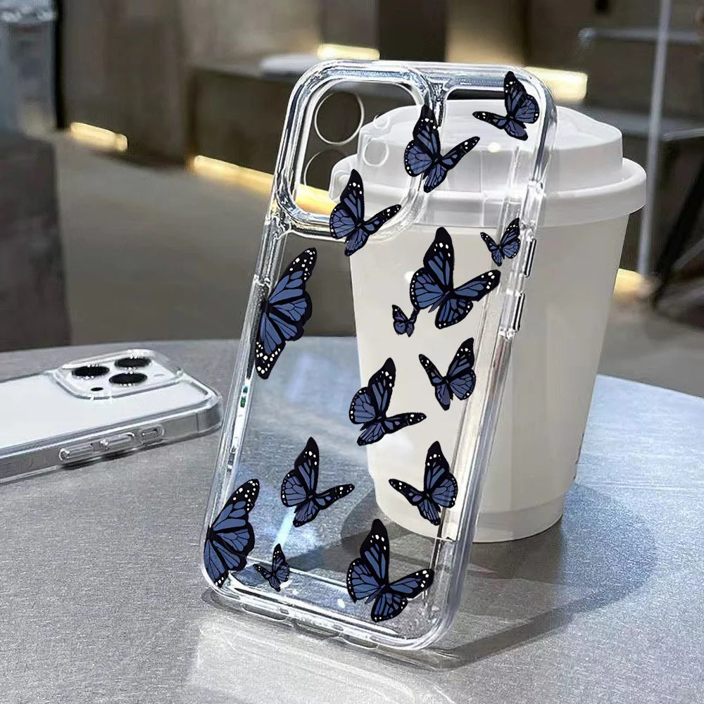 Flower Clear Shockproof Phone Case for iPhone 11–16 Pro Max Series