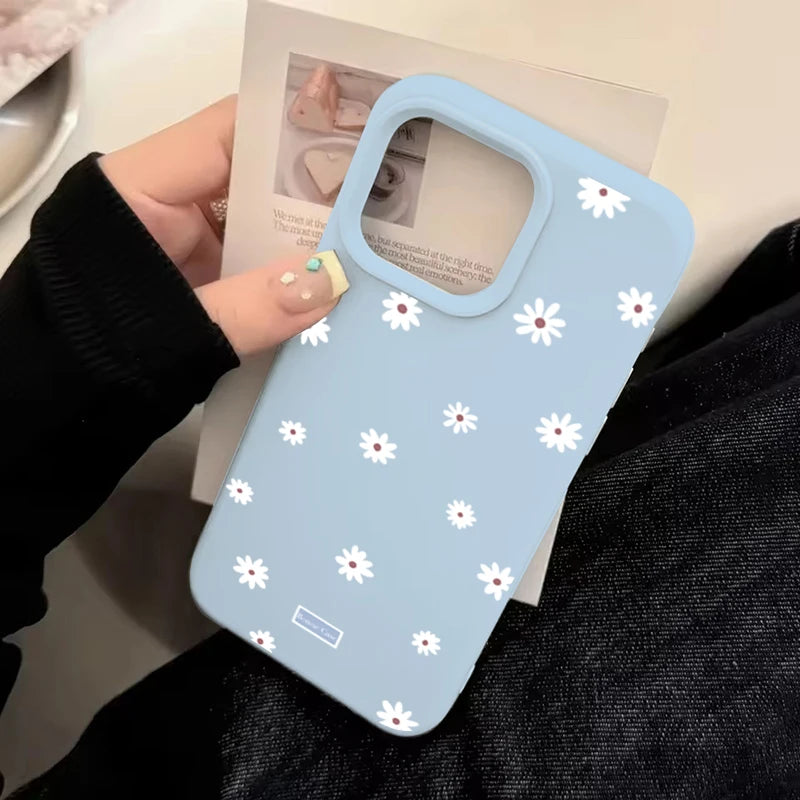 Cute Daisy Flower Shockproof Silicone Case for iPhone 11–17 Pro Max Series