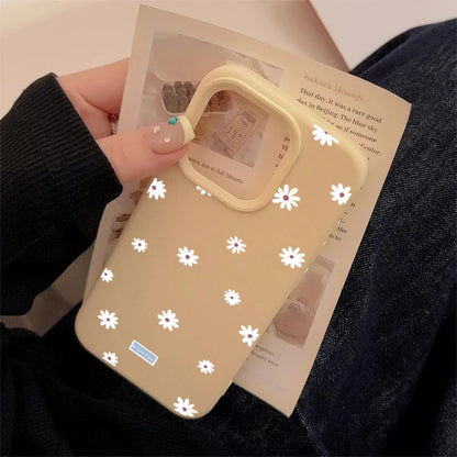 Cute Daisy Flower Shockproof Silicone Case for iPhone 11–17 Pro Max Series