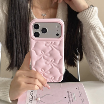 Cute 3D Bow Silicone Shockproof Phone Case for iPhone 13–17 Pro Max Series