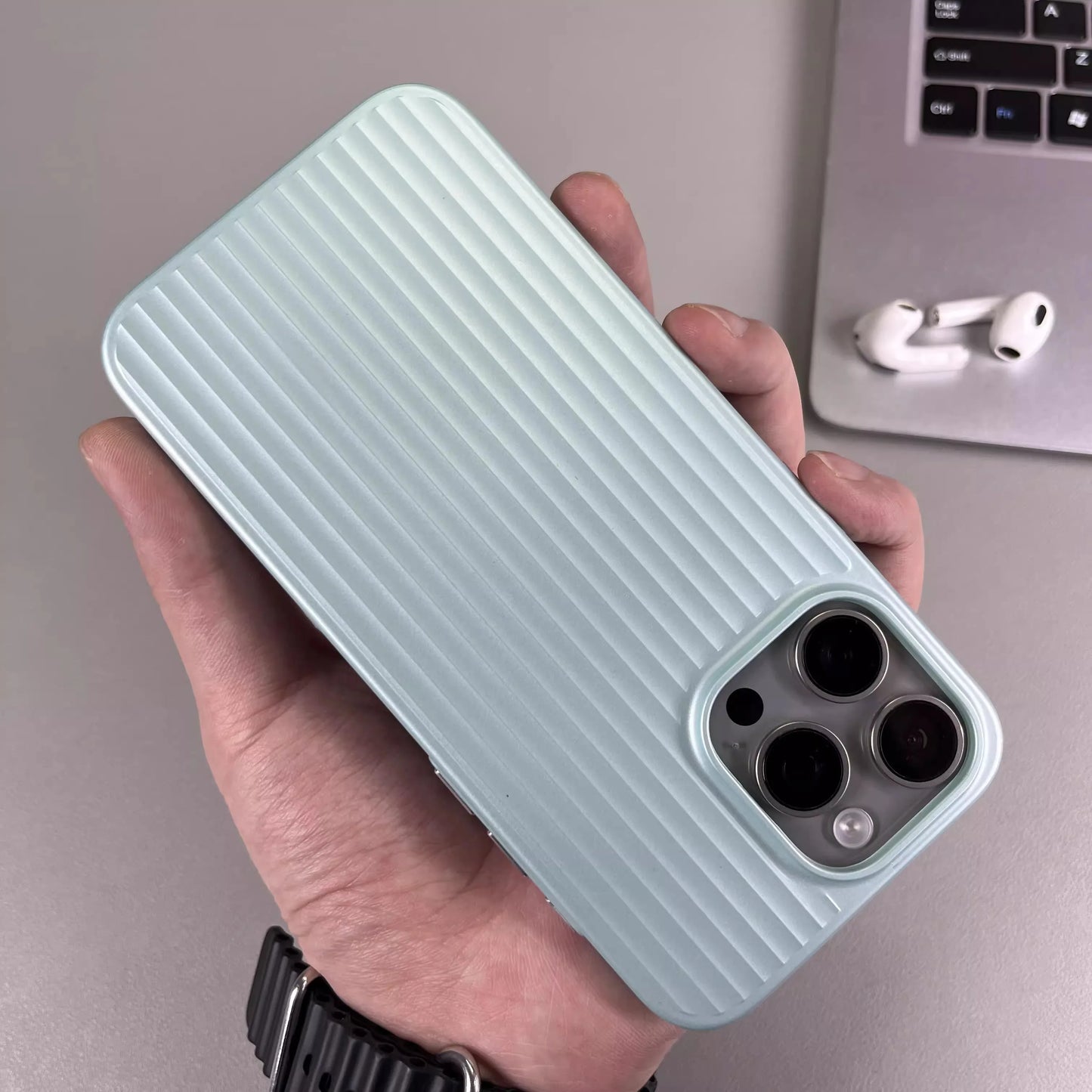 Luxury Wave Suitcase PC Phone Case for iPhone 11–17 Pro Max Series
