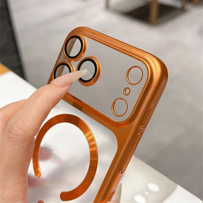 Luxury Matte Transparent MagSafe Magnetic Case for iPhone 15–17 Pro Max Series