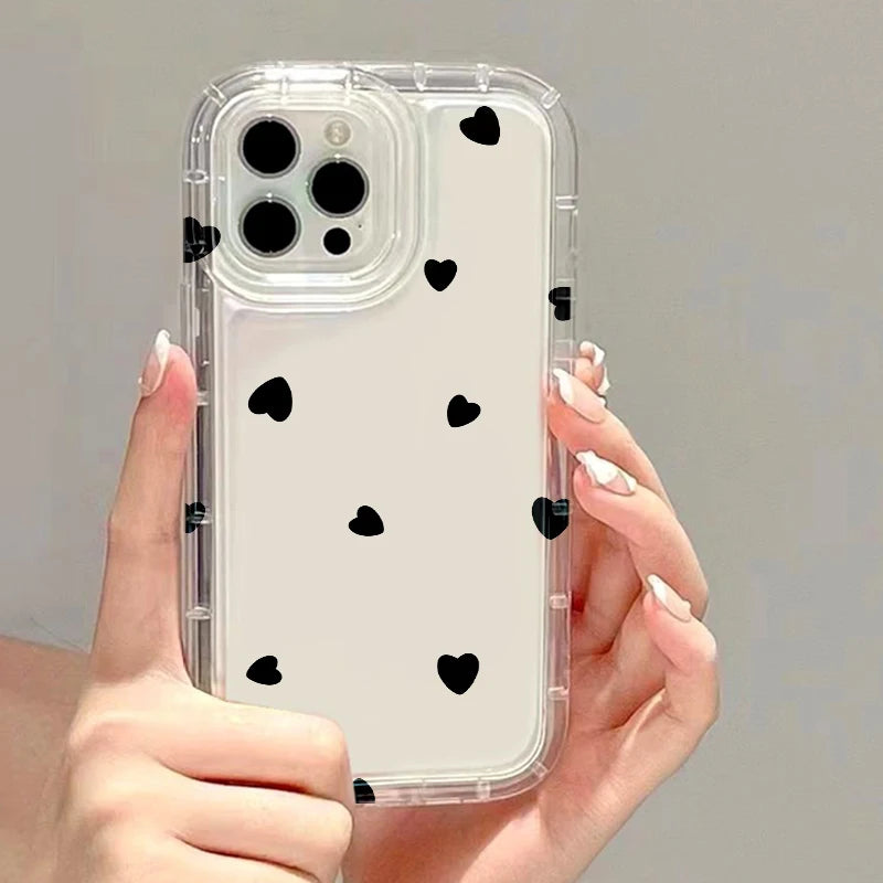 Clear Love Heart Shockproof Silicone Case for iPhone 11–17 Pro Max Series