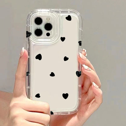 Clear Love Heart Shockproof Silicone Case for iPhone 11–17 Pro Max Series