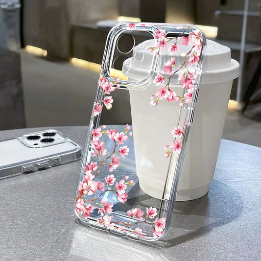 Flower Clear Shockproof Phone Case for iPhone 11–16 Pro Max Series