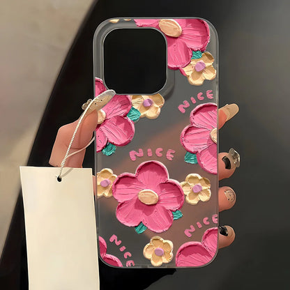 Matte Flower Clear Shockproof Silicone Case for iPhone 11–17 Pro Max Series