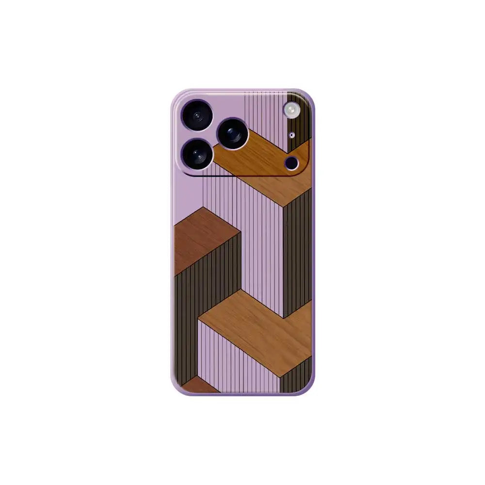 Geometric Wooden TPU Phone Case for iPhone 7–17 Pro Max Series