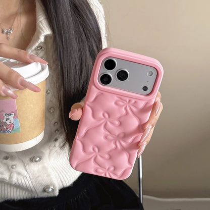 Cute 3D Bow Silicone Shockproof Phone Case for iPhone 13–17 Pro Max Series