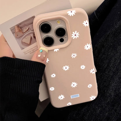 Cute Daisy Flower Shockproof Silicone Case for iPhone 11–17 Pro Max Series