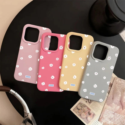 Cute Daisy Flower Shockproof Silicone Case for iPhone 11–17 Pro Max Series
