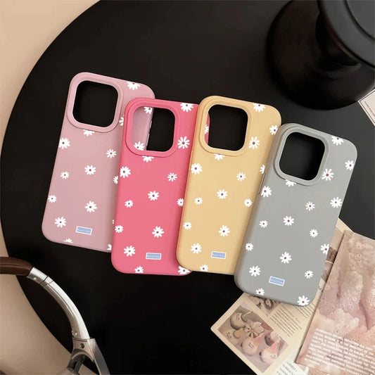 Cute Daisy Flower Shockproof Silicone Case for iPhone 11–17 Pro Max Series