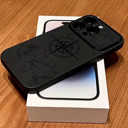 Creative Compass Pattern Shockproof Phone Case for iPhone 11–17 Pro Max Series