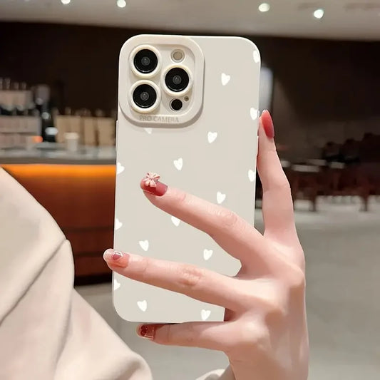 Cute Hearts Print Phone Case for iPhone 11–17 Pro Max Series